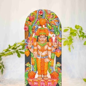 Handicrafted wooden perumal with jalli work sculpture - home decor
