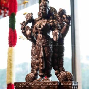 Wooden Polished Abirami Sculpture - pooja room decor