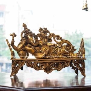 Lord Ganesha Relaxing Brass Statue - Pooja room Decor