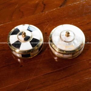 BLACK & WHITE BRASS KUMKUM BOX - TRADITIONAL RETURN GIFTS
