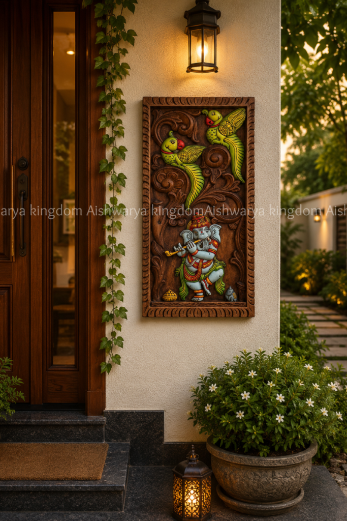 DOUBLE PARROT GANESA PANEL WITH BEEDING