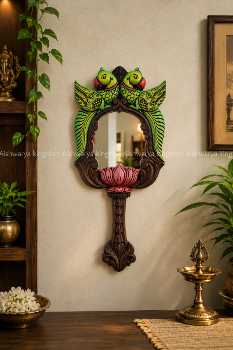 Double Parrot Hand Mirror