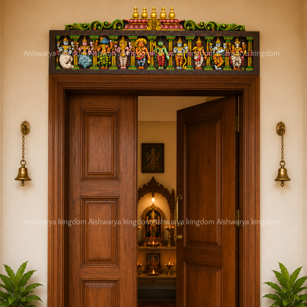 DASAVATHARAM WOODEN WALL PANEL TEMPLE BEEDING- POOJA ROOM DECOR