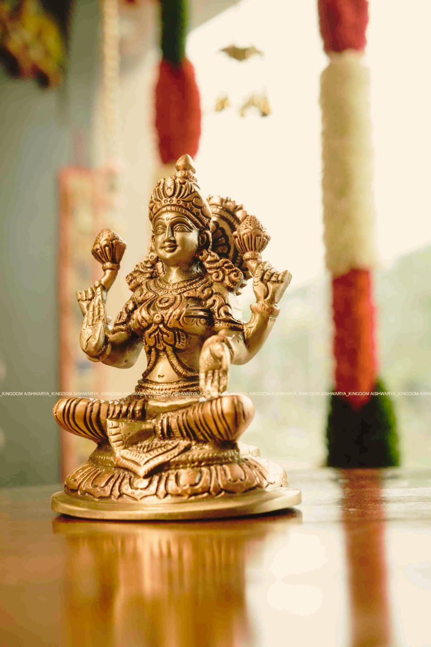 Lakshmi Sitting Brass Statue – Pooja room Decor