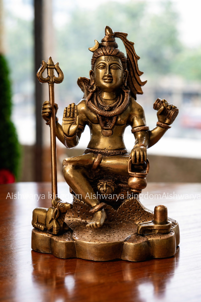 Lord Shivan Sitting Brass Statue – Pooja room Decor