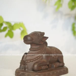Wooden Handicraft Nandhi Sculpture - Pooja Room Decor