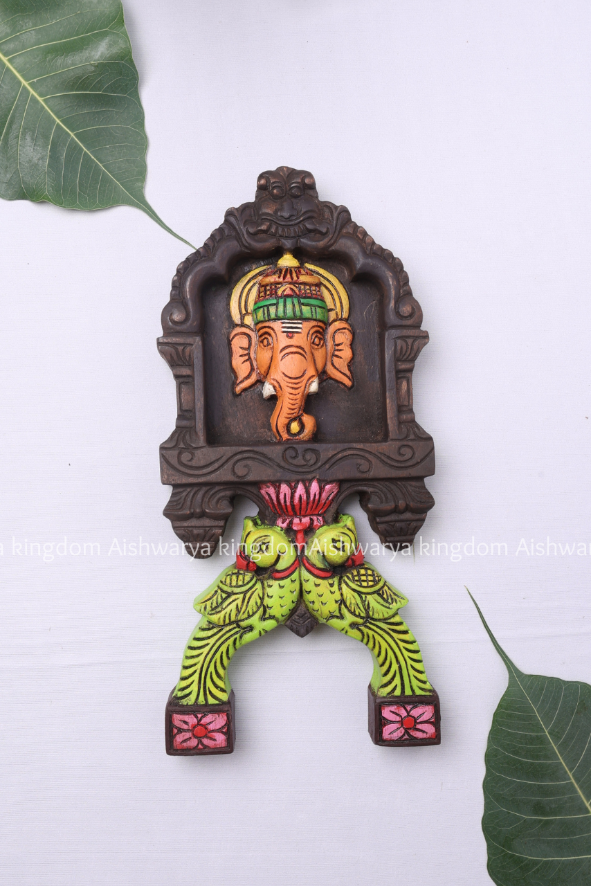 Wooden Handcrafted Kavadi Panel with Double Parrot – Home Decor