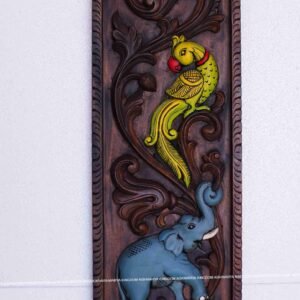 VERTICAL ELEPHANT WITH PARROT
