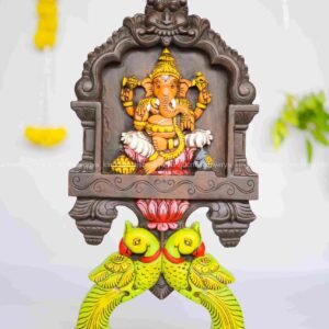 Wooden Handcrafted Kavadi Panel with Double Parrot – Home Decor