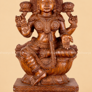 Wooden Handicraft Lakshmi Sculpture - Pooja Room Decor