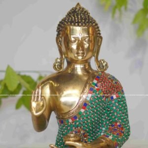 Brass Meena kari Stone Work with Buddha Statue - Home Decor