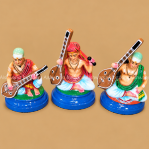 Sangeetha Mummoorthigal Set golu dolls of three musicians playing veena