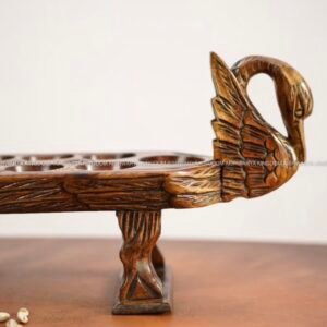 Wooden Handicraft Swan Pallanguzhi - Traditional Ancient Indian Board Game