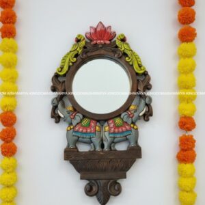 DOUBLE ELEPHANT AND DOUBLE PARROT MIRROR FRAME