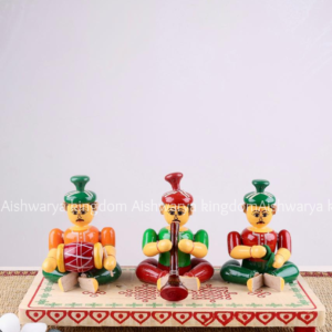 Kondapalli Wooden Sannai Set - Traditional Melam 3 Figurines | Handmade Musical Dolls