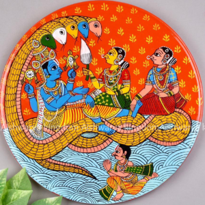 Cheriyal Wall Plate Painting 10 Inch | Hand Painted Indian Folk Art Décor
