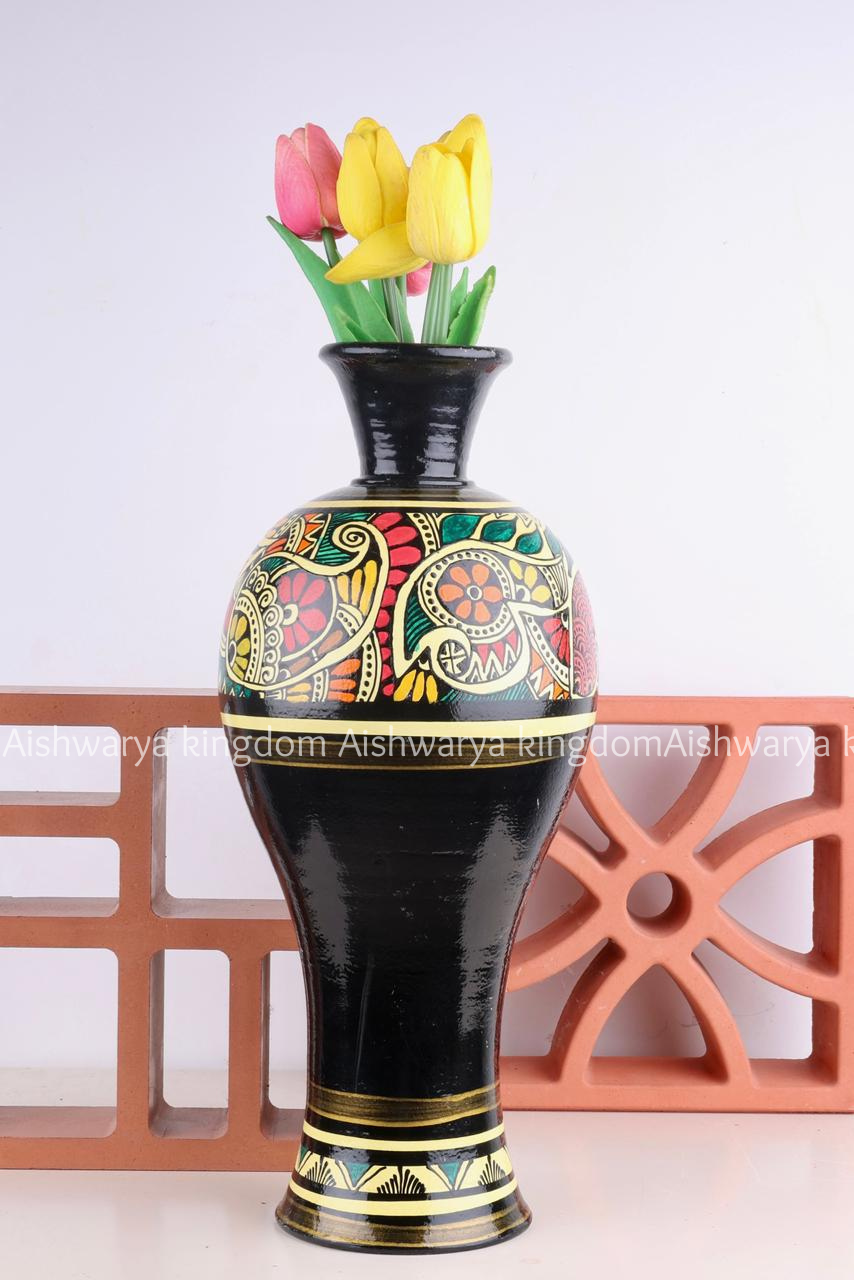 Hand Painted Flower Vase 14 Inch | Decorative Tall Vase