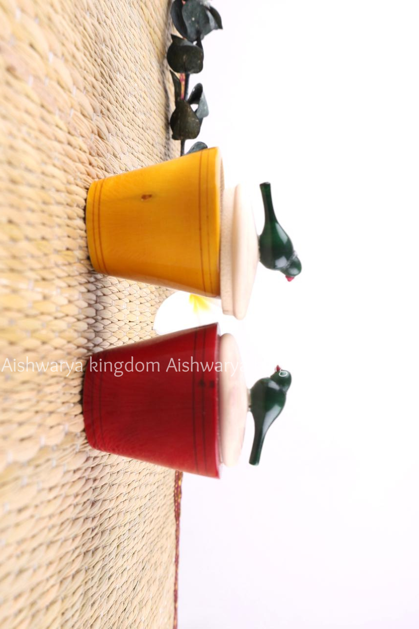 Wooden Parrot Sindoor & Haldi Box