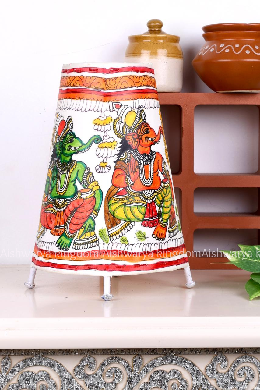 ROUND LEATHER PUPPET LAMP 8 INCH