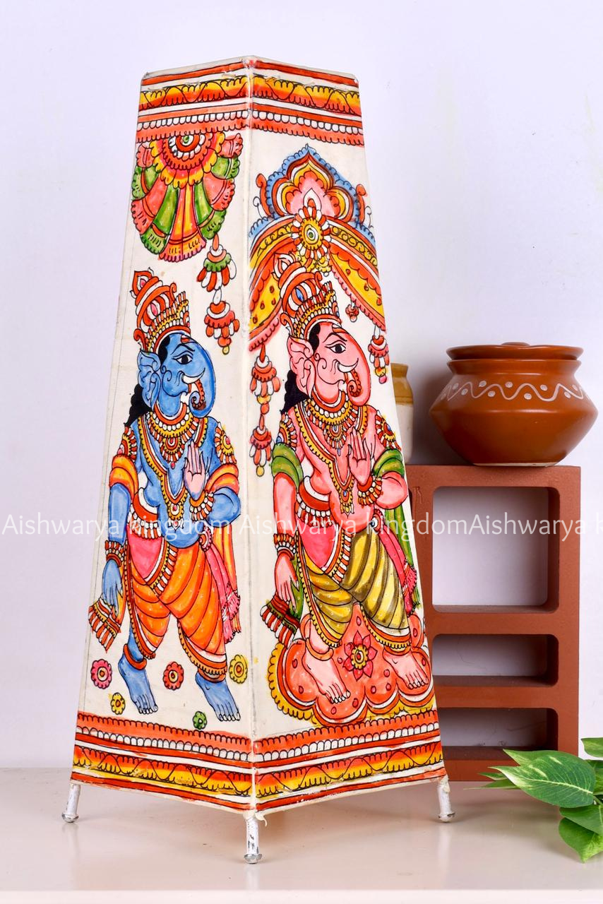 SQUARE LEATHER PUPPET LAMP 16 INCH