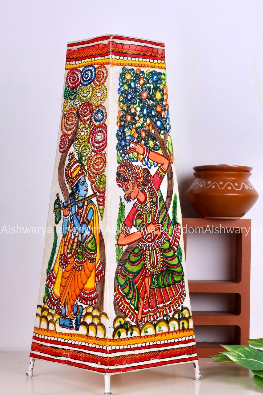 SQUARE LEATHER PUPPET LAMP 16 INCH