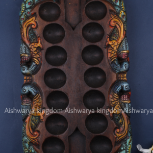 Handcrafted Wooden Pallanguli Board with Peacock Motif | AK Crafts - Home Decor Items