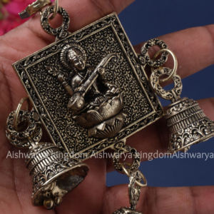 Brass Saraswathi Wall Hanging with Three Bells | AK Crafts - Home Decor