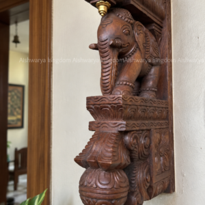 Wooden Handicrafted Full Elephant with Bodhil 18 Inches Wall Bracket - Home Decor