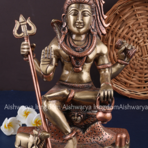 Brass Lord Shiva Sitting Statue with Rose Gold Finish | AKCrafts - Pooja Room Decor