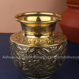 Brass Artistic Leaf Design Kalash | AK Crafts - Home Decor Items