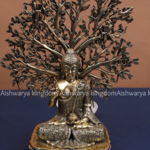 Brass Buddha Sitting Statue under Bodhi Tree by AK Crafts - Home Decor Items