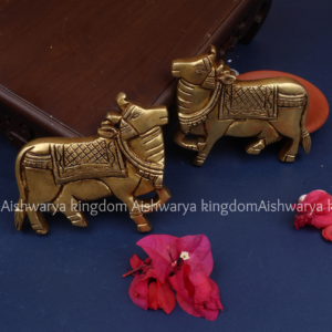 Brass Kamadhenu Pichwai Cow Pair Wall Hanging
