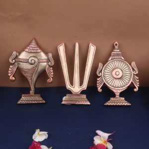 Brass Shankh Chakra Namah Statue with Rose Gold Polish by AK Crafts - Home Decor Ideas