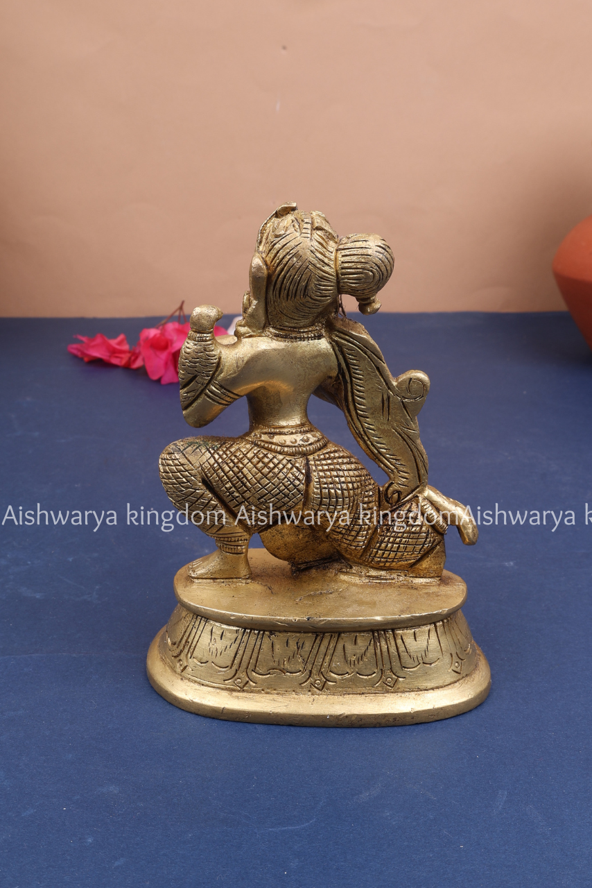 Brass Sitting Paavai Vilakku Statue by AK Crafts - Pooja Room Decor