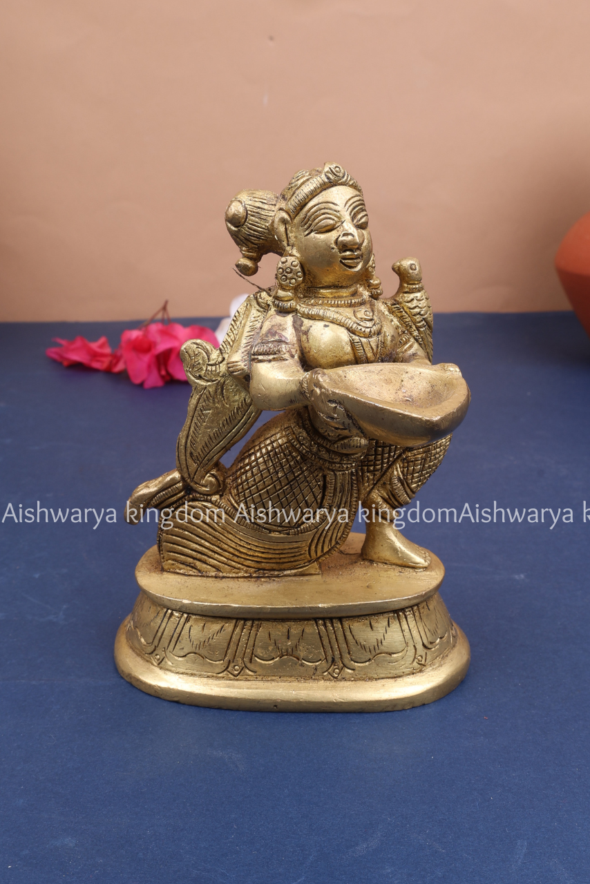 Brass Sitting Paavai Vilakku Statue by AK Crafts - Pooja Room Decor
