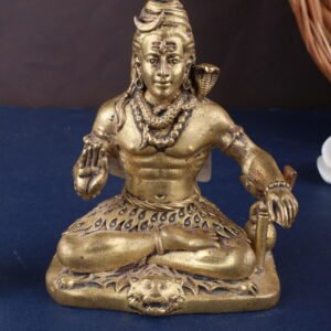 Brass Lord Sivan Sitting Statue with Base | AK Crafts - Pooja Room Decor