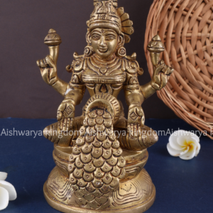 Brass Swarna Lakshmi Sitting with Gold Coins Statue | AK Crafts - Pooja Room Decor xxxxxxxx