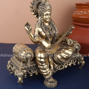 Elegant Brass Superfine Devi Saraswati Statue on Singhasan