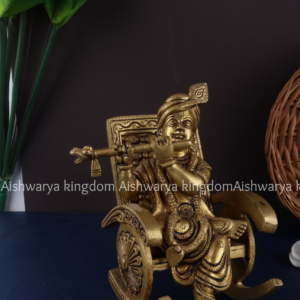 Krishna Brass Statue Sitting on Swinging Chair Playing Flute | AK Crafts - Home Decor Items