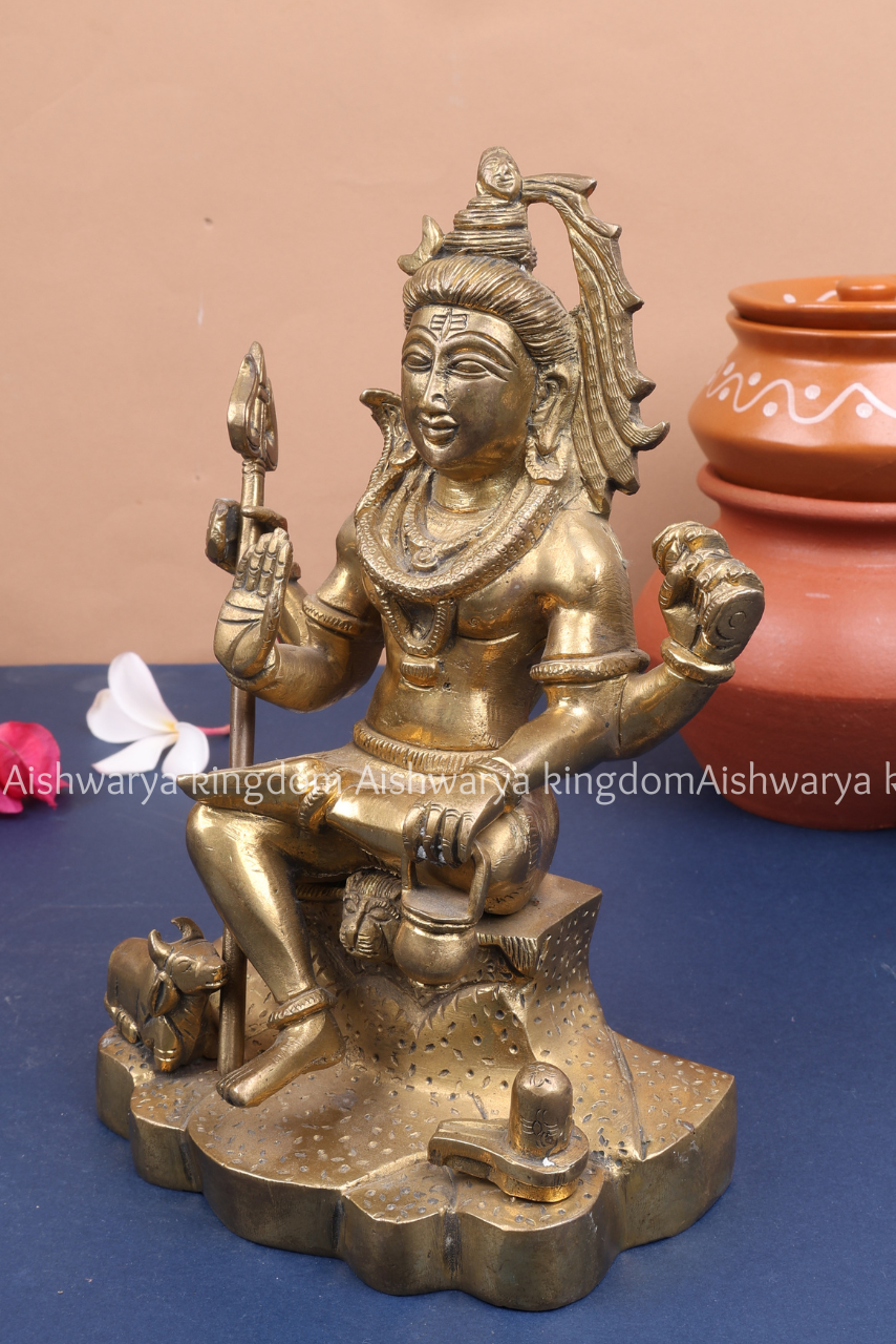 Lord Shiva Sitting Brass Statue by AK Crafts - Pooja Room Decor