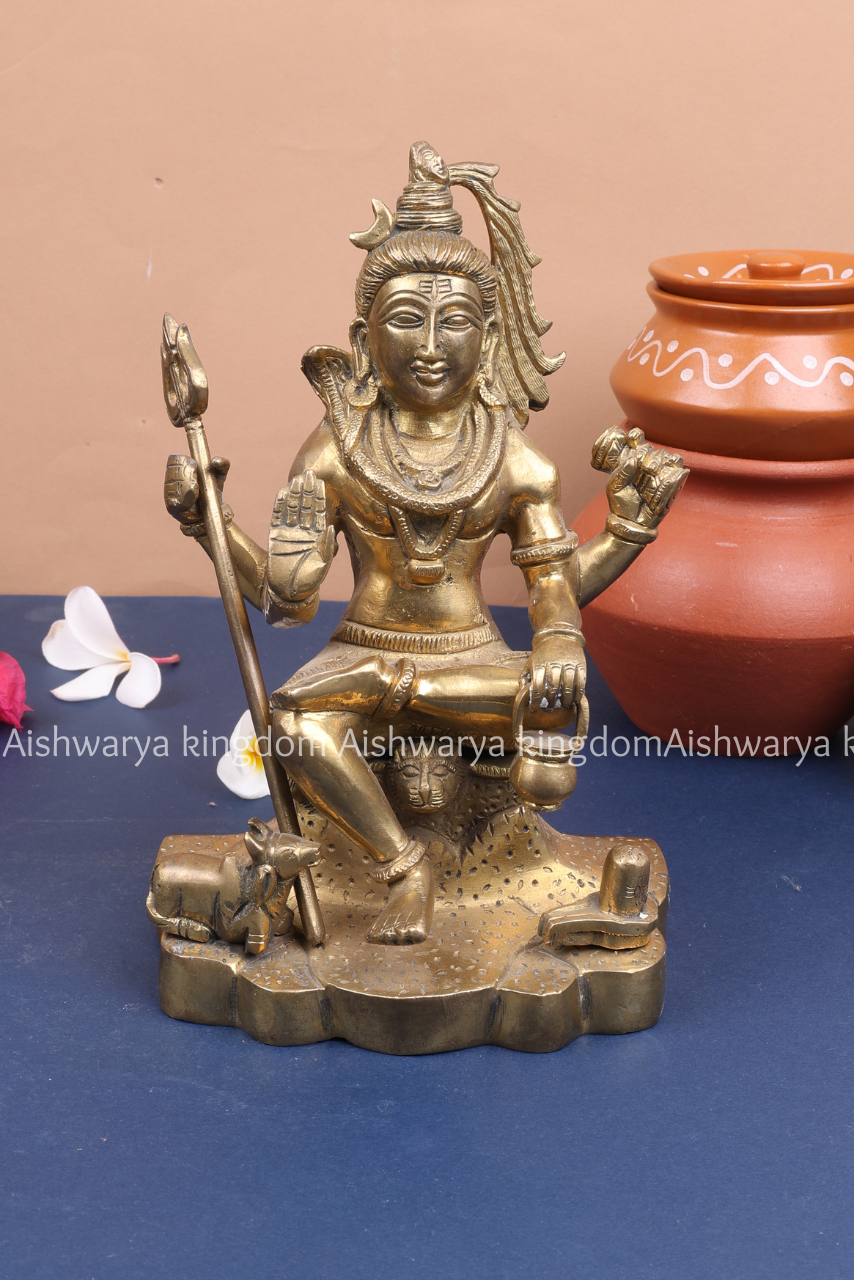 Lord Shiva Sitting Brass Statue by AK Crafts - Pooja Room Decor