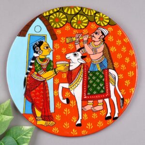 Cheriyal Wall Plate Painting 10 Inch | Hand Painted Indian Folk Art Décor