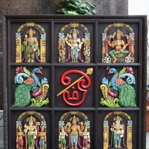 Handcrafted Arupadai Murugan wooden panel