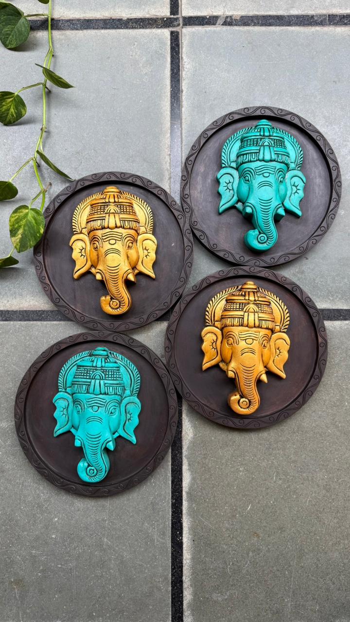 Wooden Handicrafted Ganesha Round Wall Plate - Home Decor - Image 4