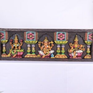 Wooden Handcrafted Double Pillar 3 God Panel