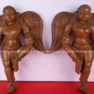Wooden Handicrafts 3D Angels Teakwood Polish Wall Mount