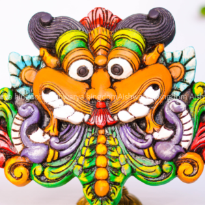 Wooden Handcrafted Yazhi Face (Polished & Painted) Wall Mount – Home Decor