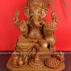 Sitting Ganesh with Laddu Statue - Marble Dust
