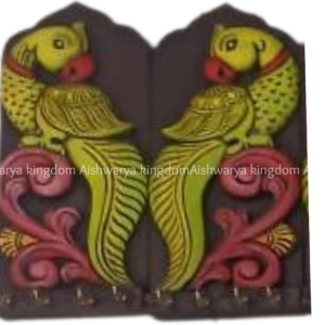 Wooden Handcrafted Single Parrot Key Holder Wall Mount – Home Decor