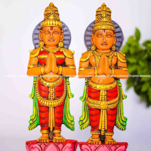 Wooden Handcrafted Painted Ram Sita Pair Wall Plate – Home Decor